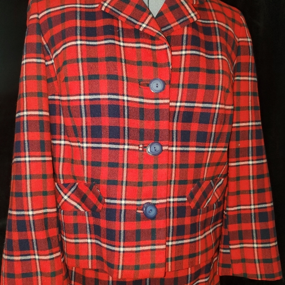 Vintage Tailored Plaid Tweed Jacket Skirt Set - Picture 3 of 5